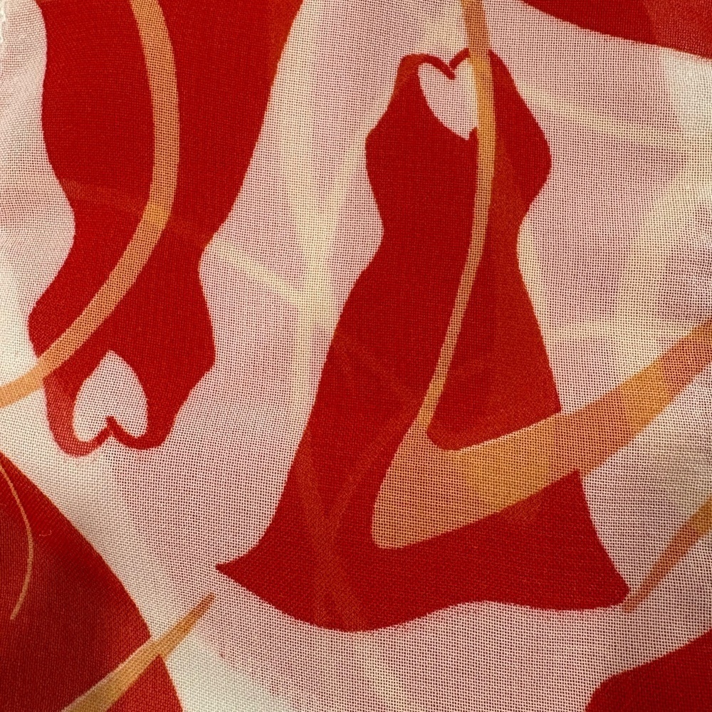 Skinny Red & White Swirl Dress Print Scarf | Neck Tie Hair Accessory - Picture 3 of 6